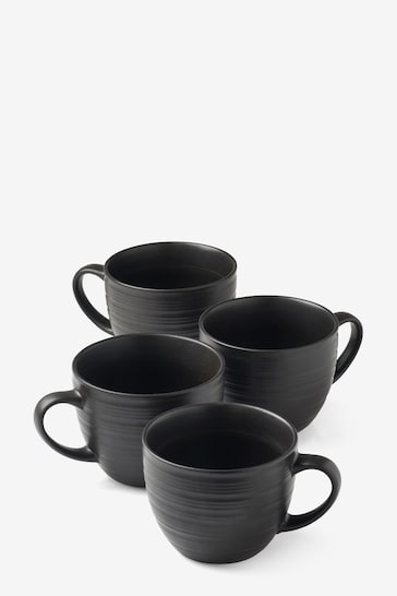 Black Bronx Set of 4 Cappuccino Mugs
