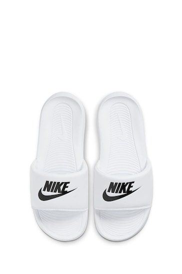 Nike White/Black Victori One Sliders