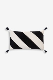 Monochrome 50 x 30cm Vertical Velvet Stripe Cushion - Image 3 of 5