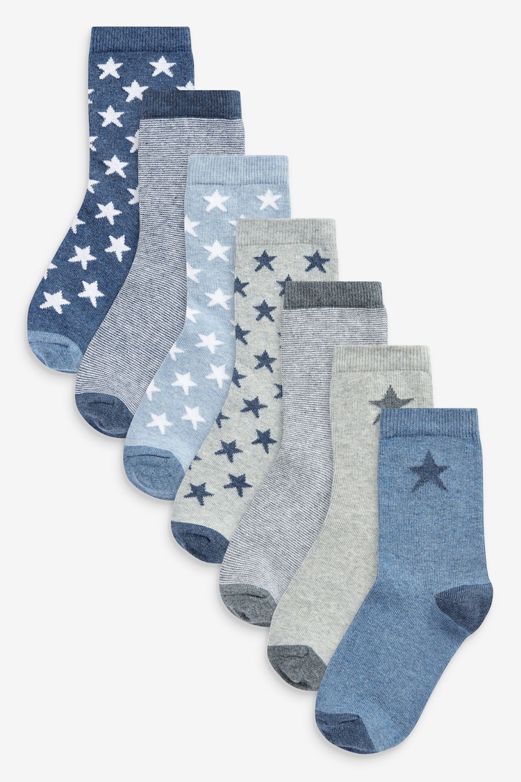 Blue Stars Cotton Rich Socks 7 Pack - Image 1 of 9