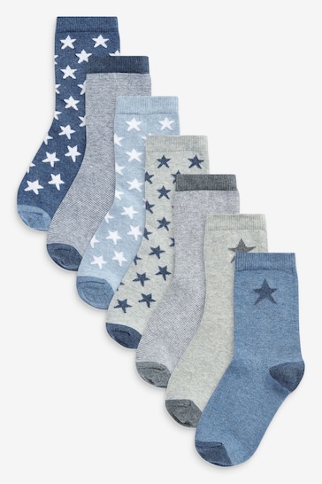 Blue Stars Cotton Rich Socks 7 Pack