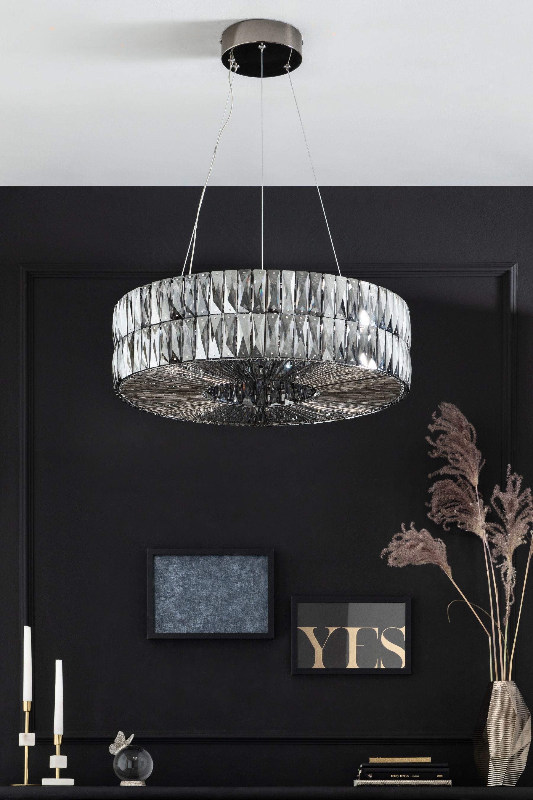 Grey sales glass chandelier