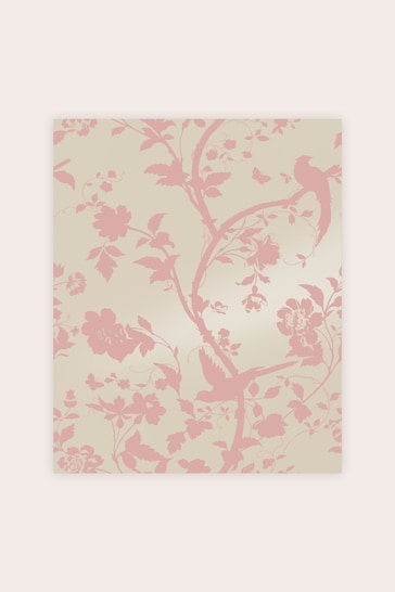Laura Ashley Chalk Pink Oriental Garden Pearlescent Wallpaper Wallpaper