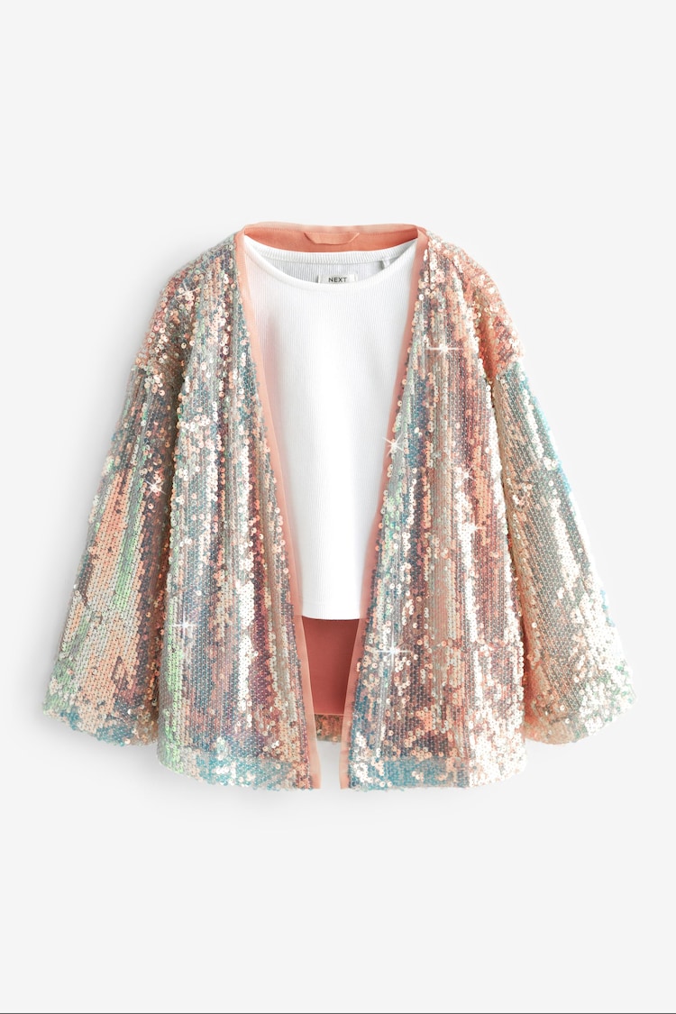 Pink Sequin Kimono and Vest Set (3-16yrs) - Image 1 of 4