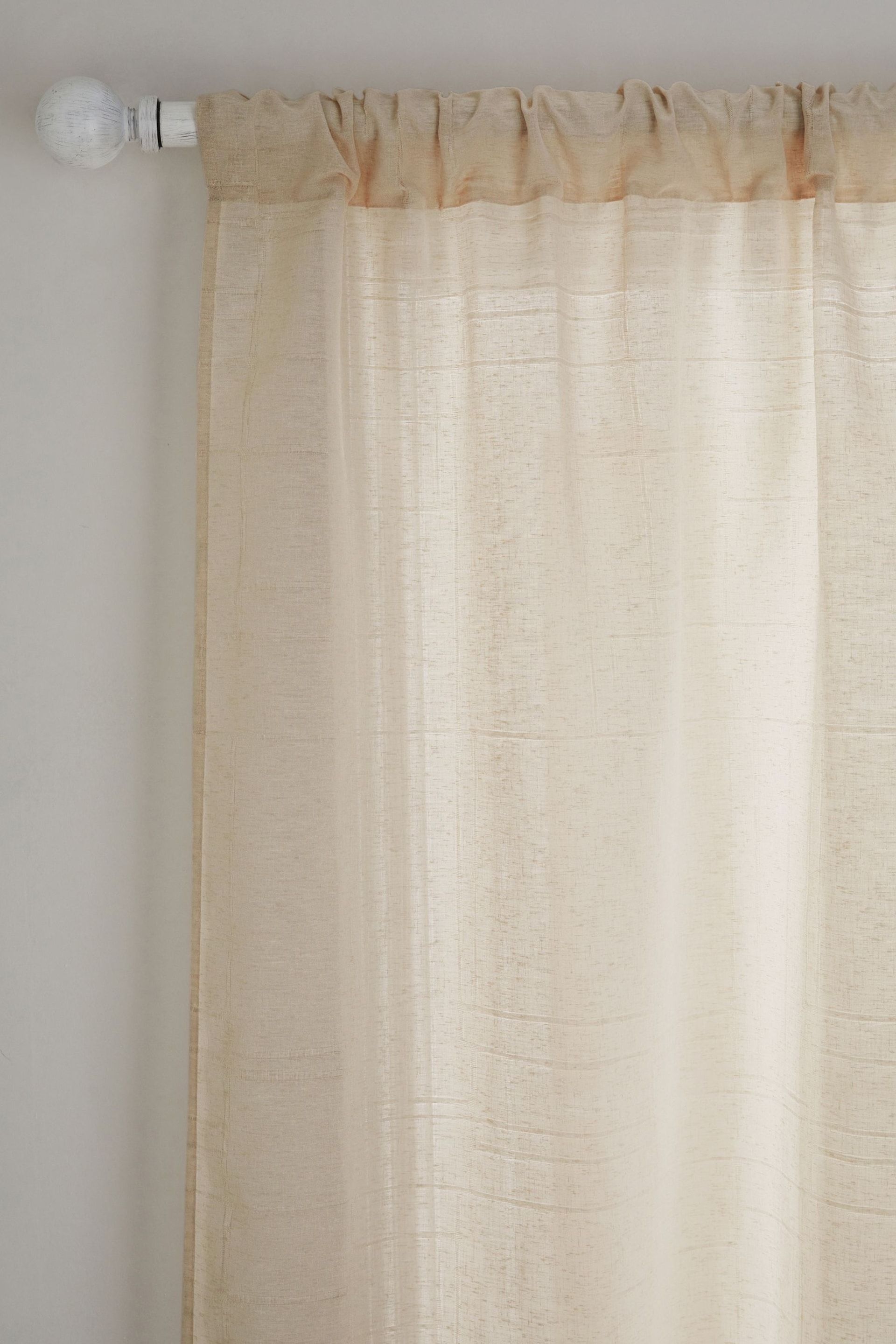 Natural Textured Voile Slot Top Unlined Sheer Panel Curtain - Image 4 of 5