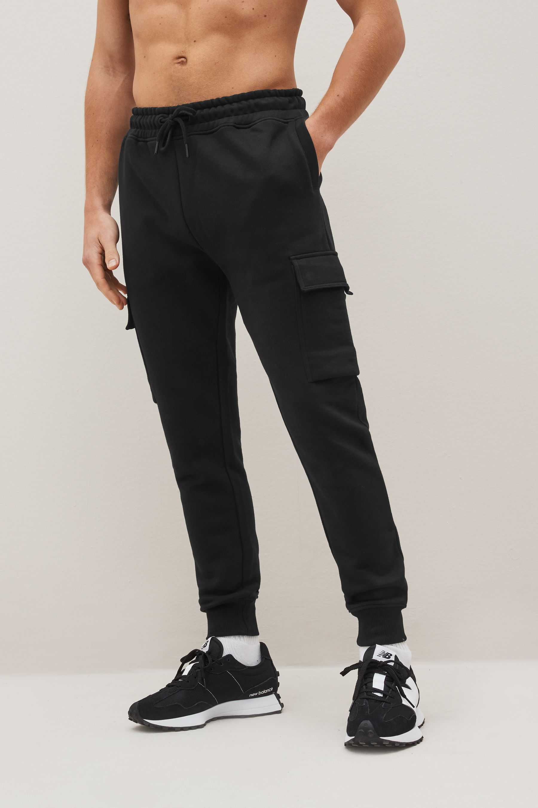 Buy Black Cotton Rich Cuffed Cargo Joggers from the Next UK online shop