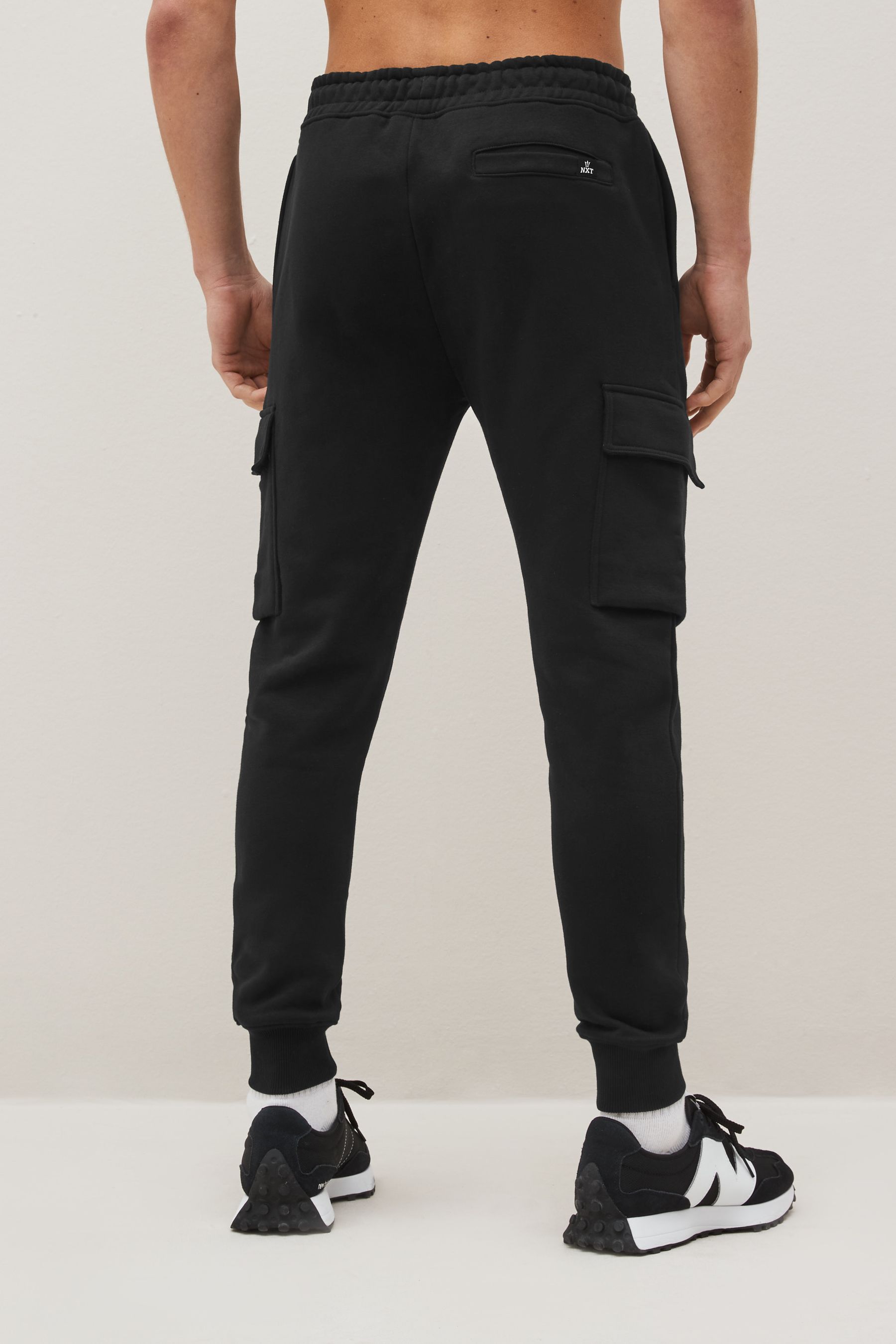 Black Cotton Rich Cuffed Cargo Joggers
