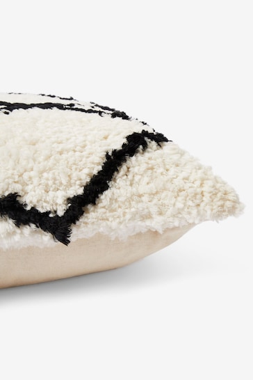 White/Black 50 x 50cm Tufted Berber Cushion