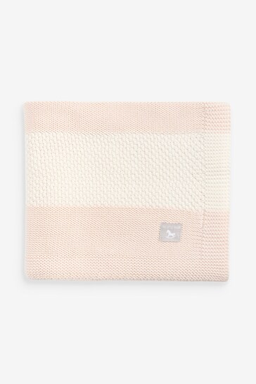 The Little Tailor Pink Textured Stripe Baby Shawl Blanket