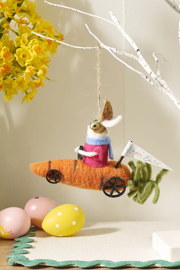 Orange Easter Felt Rabbit Hanging Decoration
