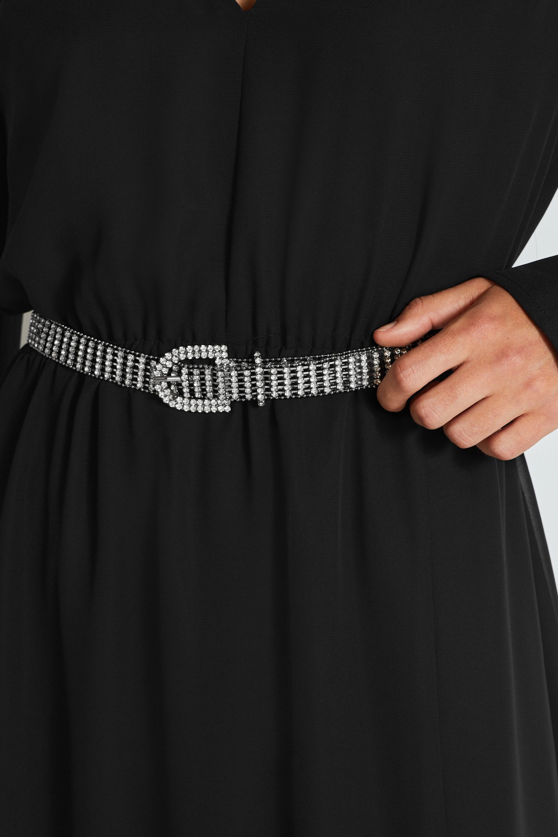 Buy Black Long Sleeve Dress With Diamante Belt from Next Luxembourg