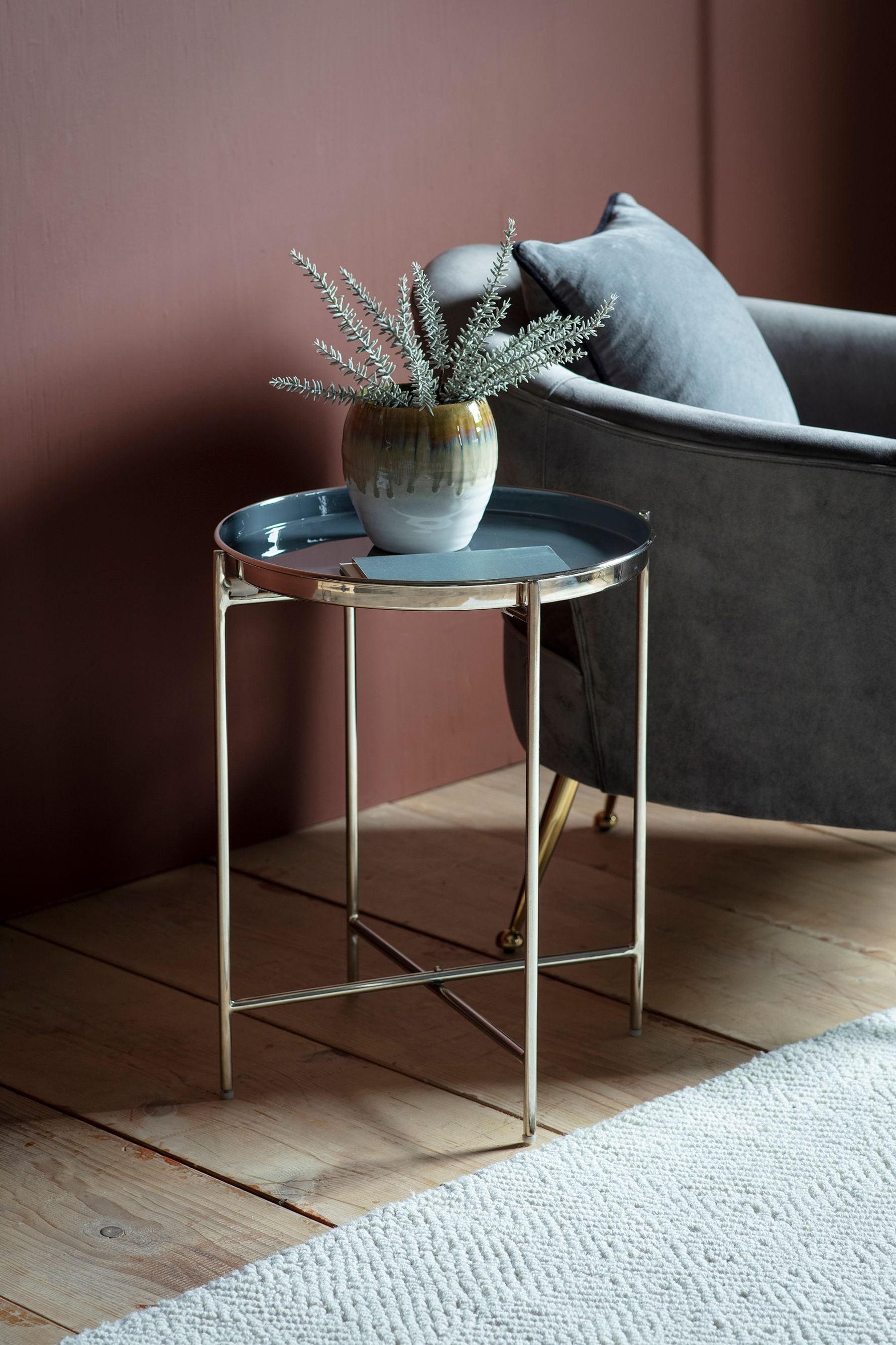 Silver glass shop side table