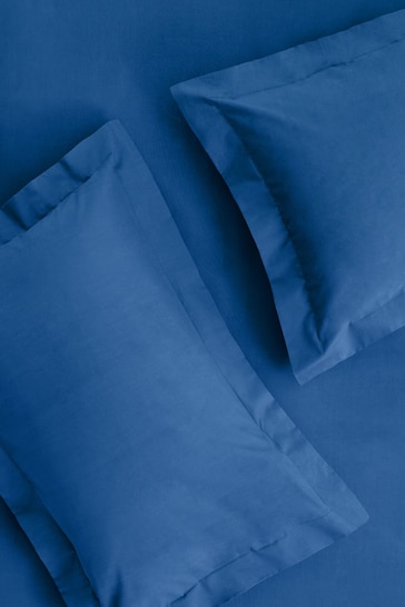 Set of 2 Blue Easy Care Polycotton Pillowcases