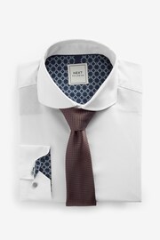 White/Bronze Brown Regular Fit Single Cuff Shirt And Tie Pack - Image 7 of 8