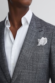 Reiss Silver Ceremony Plain Silk Pocket Square - Image 2 of 5