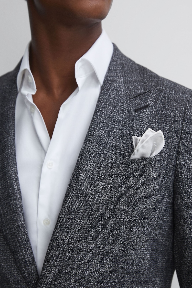 Reiss Silver Ceremony Plain Silk Pocket Square - Image 2 of 5