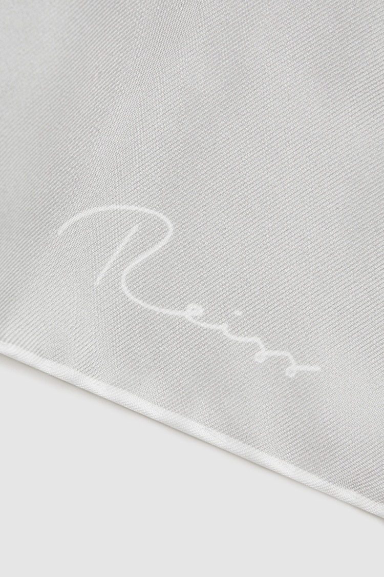 Reiss Silver Ceremony Plain Silk Pocket Square - Image 5 of 5