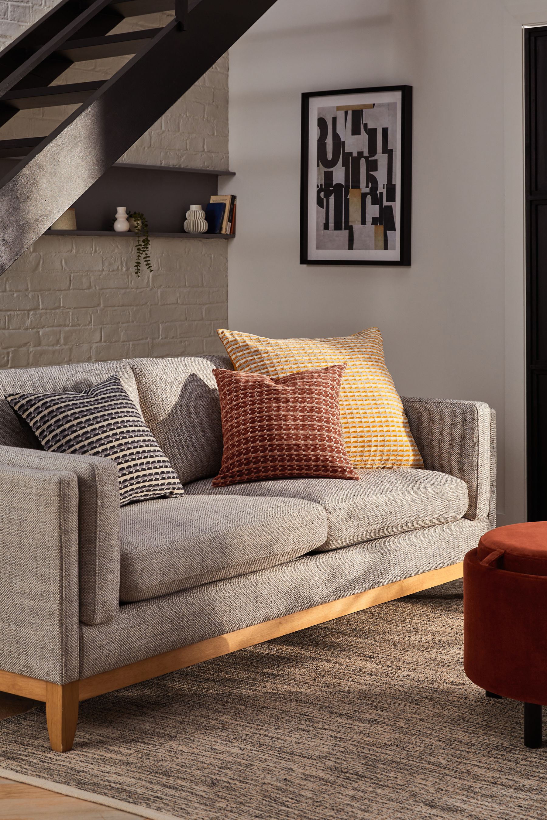 Buy Ochre Yellow Harvey Geometric 59 x 59cm Cushion from the Next UK online shop