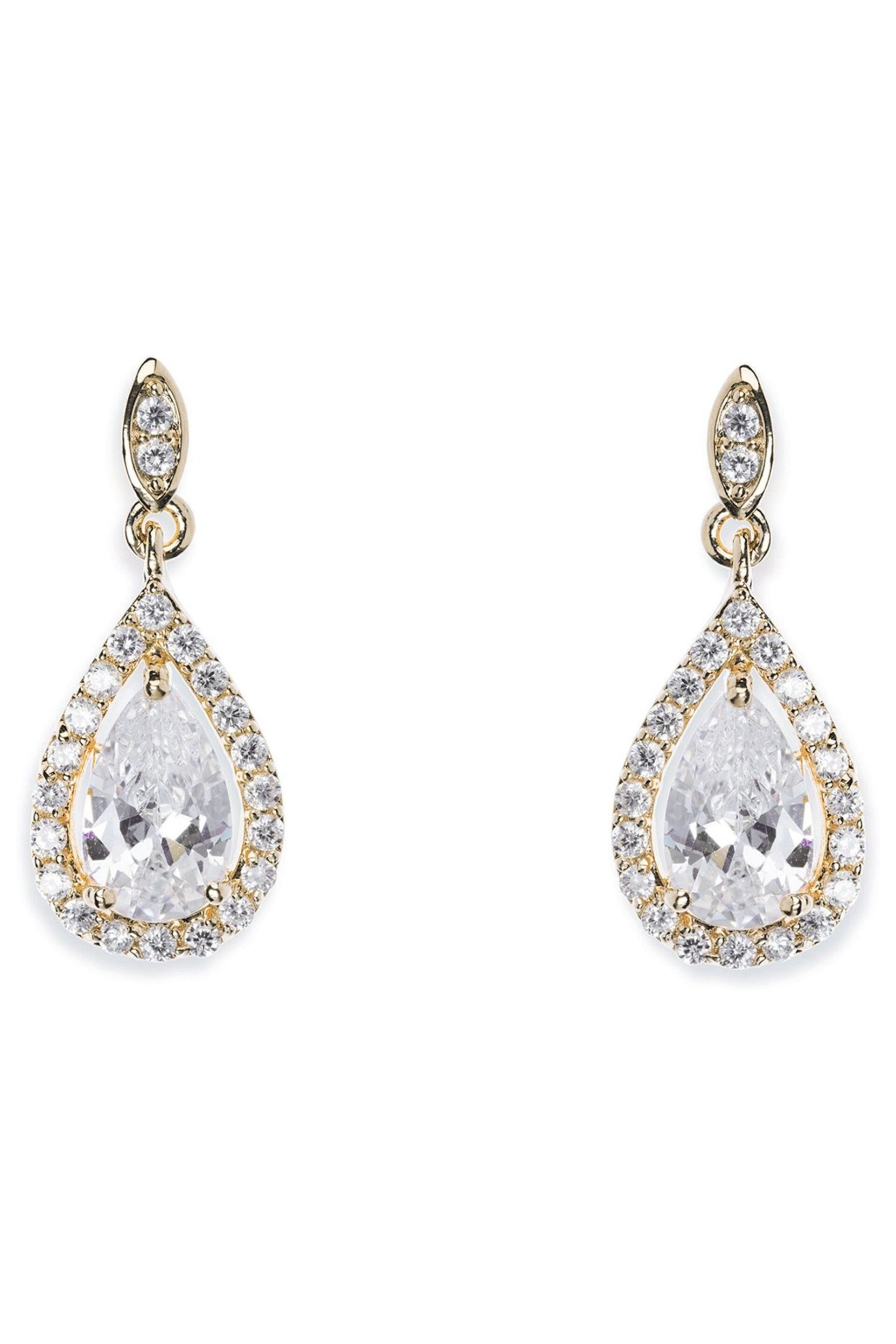 Ivory & Co Gold Belmont And Crystal Teardrop Earring - Image 1 of 5