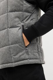 Grey Textured Square Quilted Shower Resistant Gilet - Image 4 of 10
