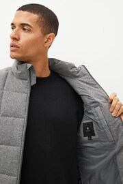 Grey Textured Square Quilted Shower Resistant Gilet - Image 5 of 10