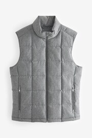 Grey Textured Square Quilted Shower Resistant Gilet - Image 6 of 10