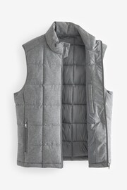 Grey Textured Square Quilted Shower Resistant Gilet - Image 7 of 10