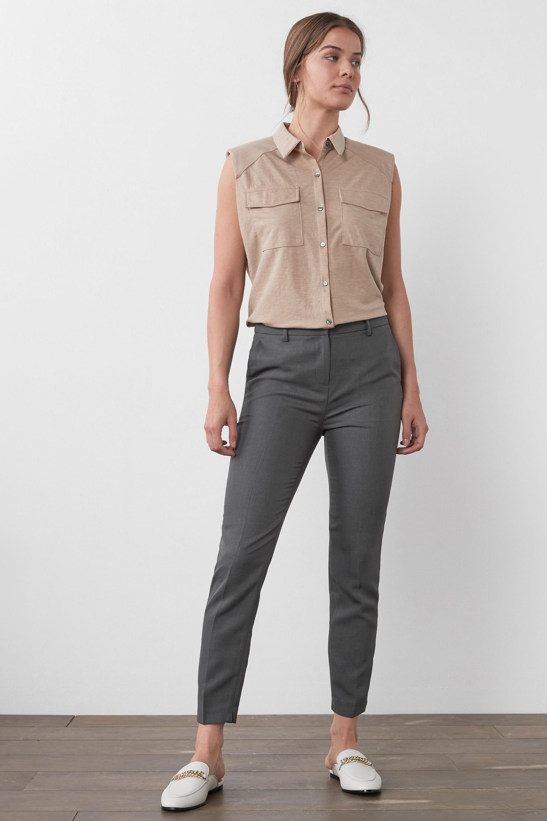 Grey slim sale trousers ladies