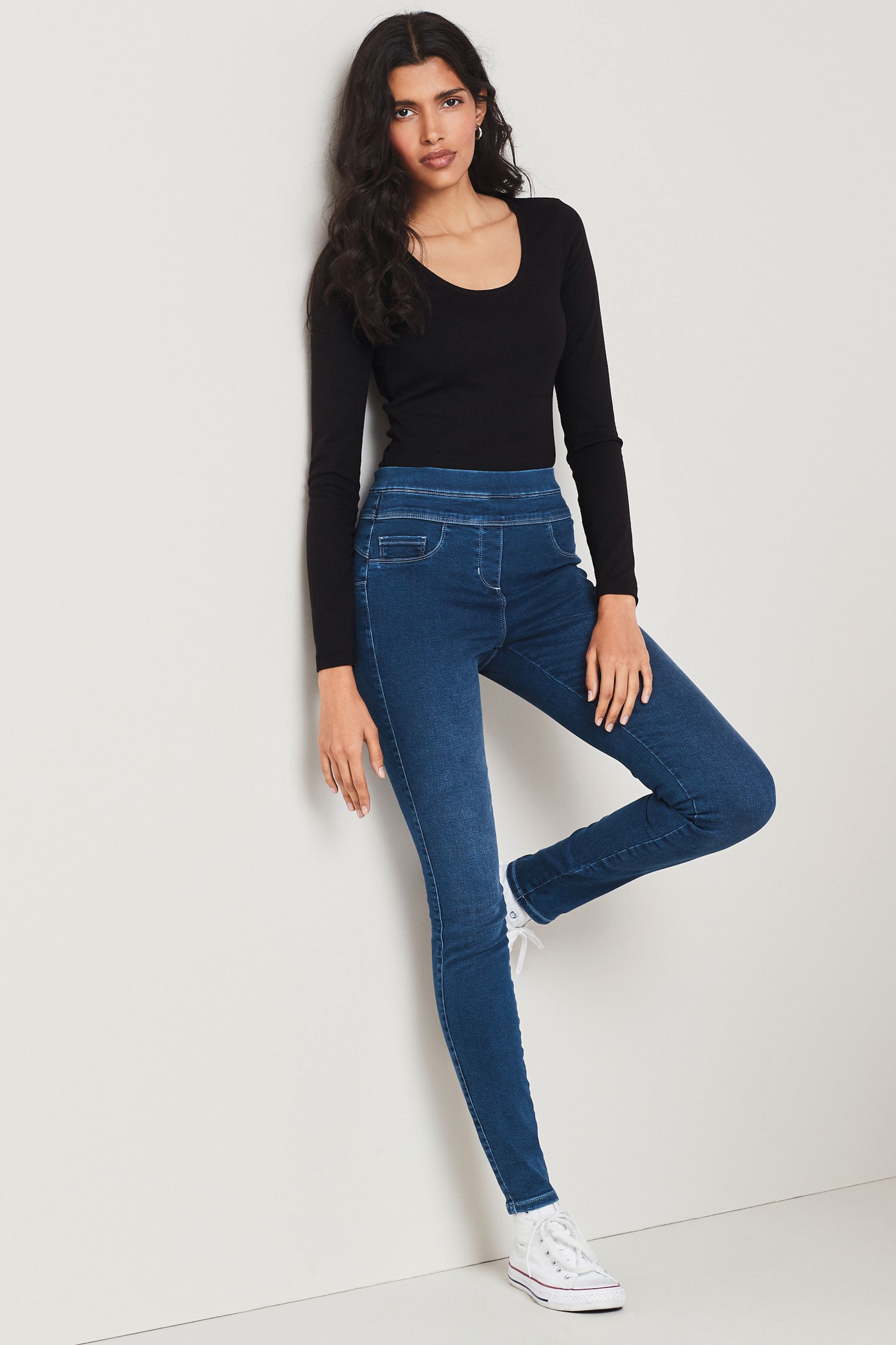 Buy Dark Blue Super Stretch Soft Sculpt Pull On Denim Leggings from Next Luxembourg