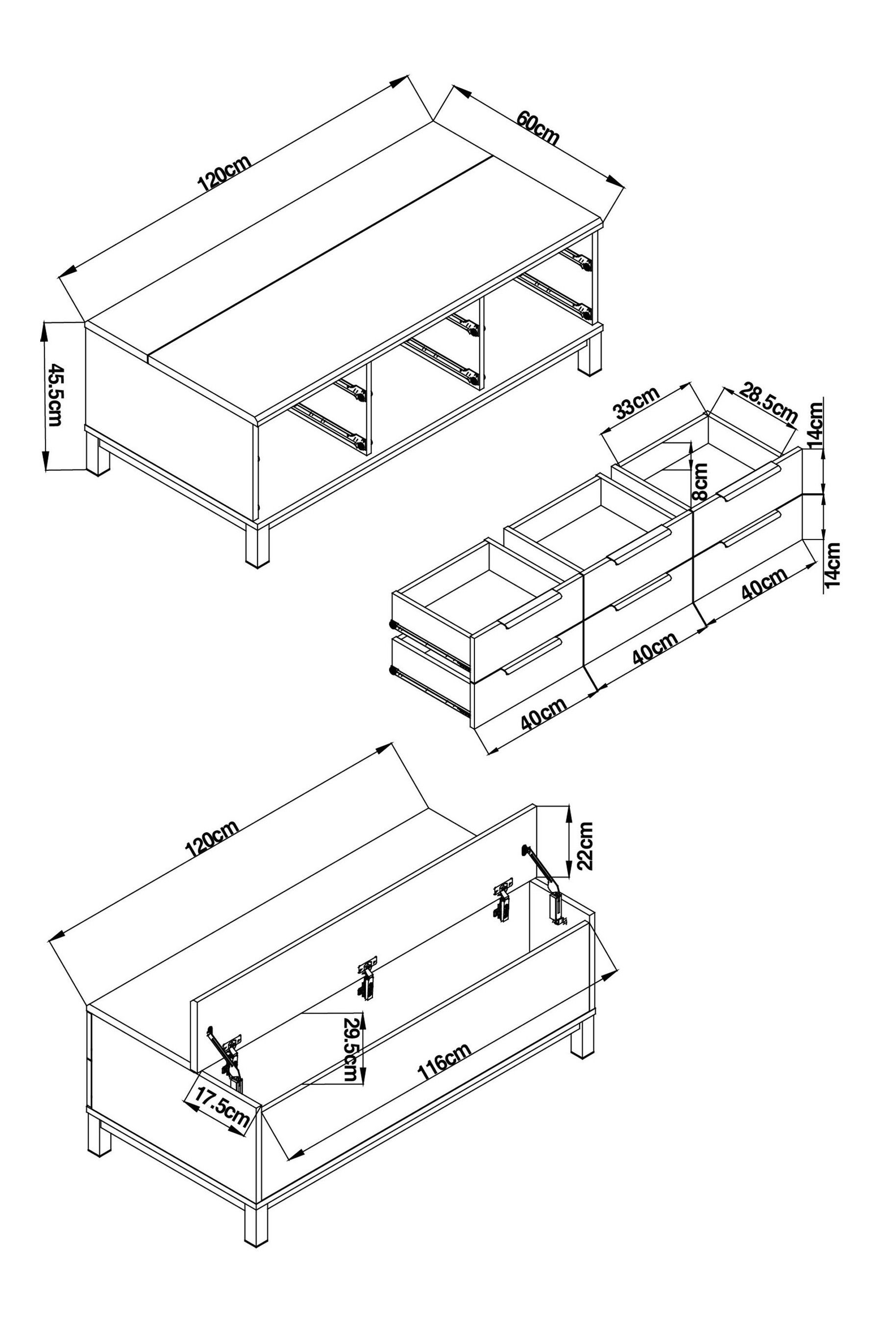 Gray lift shop top coffee table