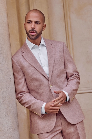 Pink Regular Fit Nova Fides Italian Wool Blend Suit: Jacket