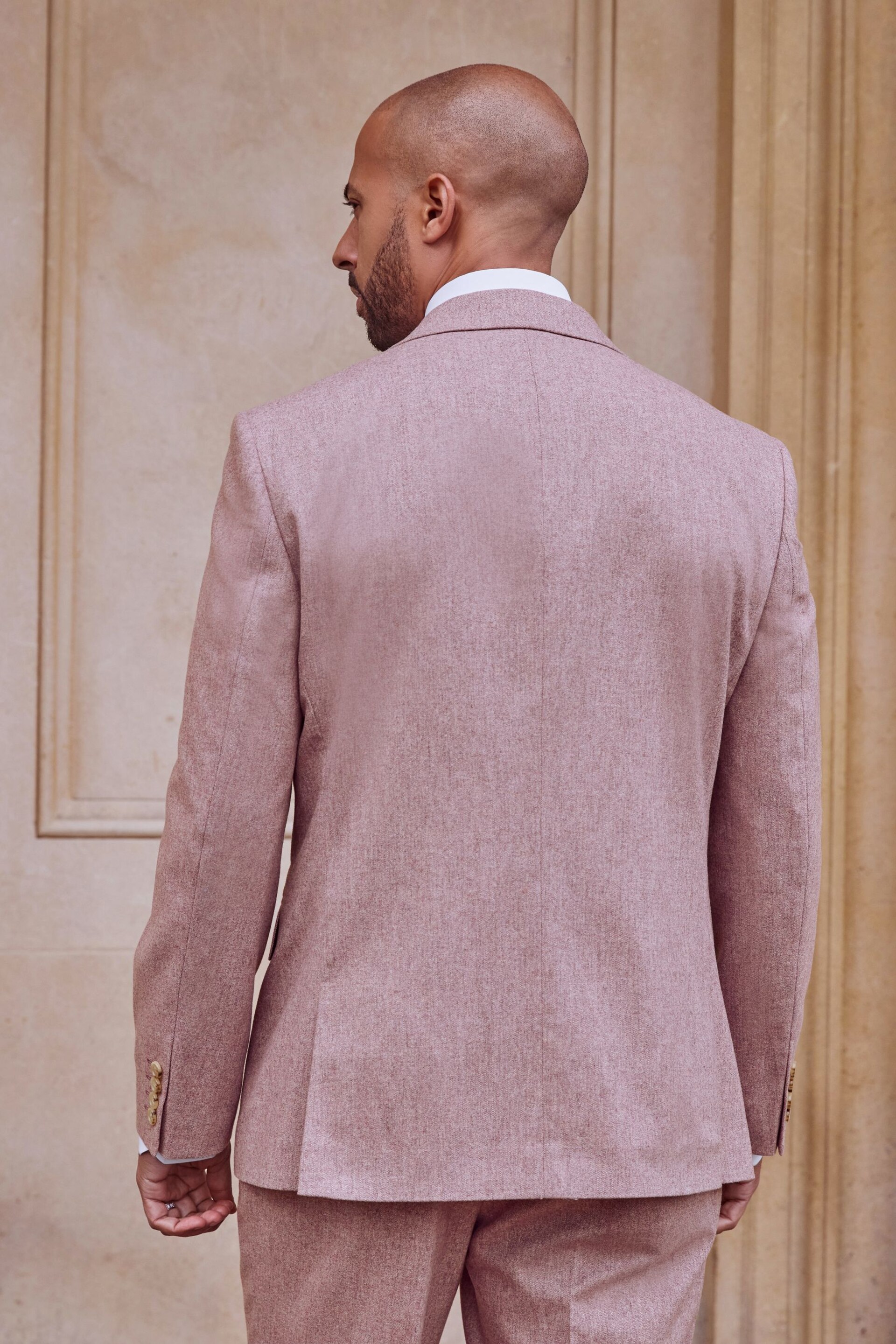 Pink Regular Fit Nova Fides Italian Wool Blend Suit: Jacket - Image 2 of 13