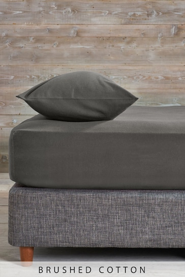 Charcoal Grey 100% Cotton Supersoft Brushed Deep Fitted Sheet