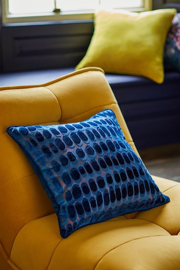 Navy Blue 50 x 50cm Velvet  Spot  Cushion