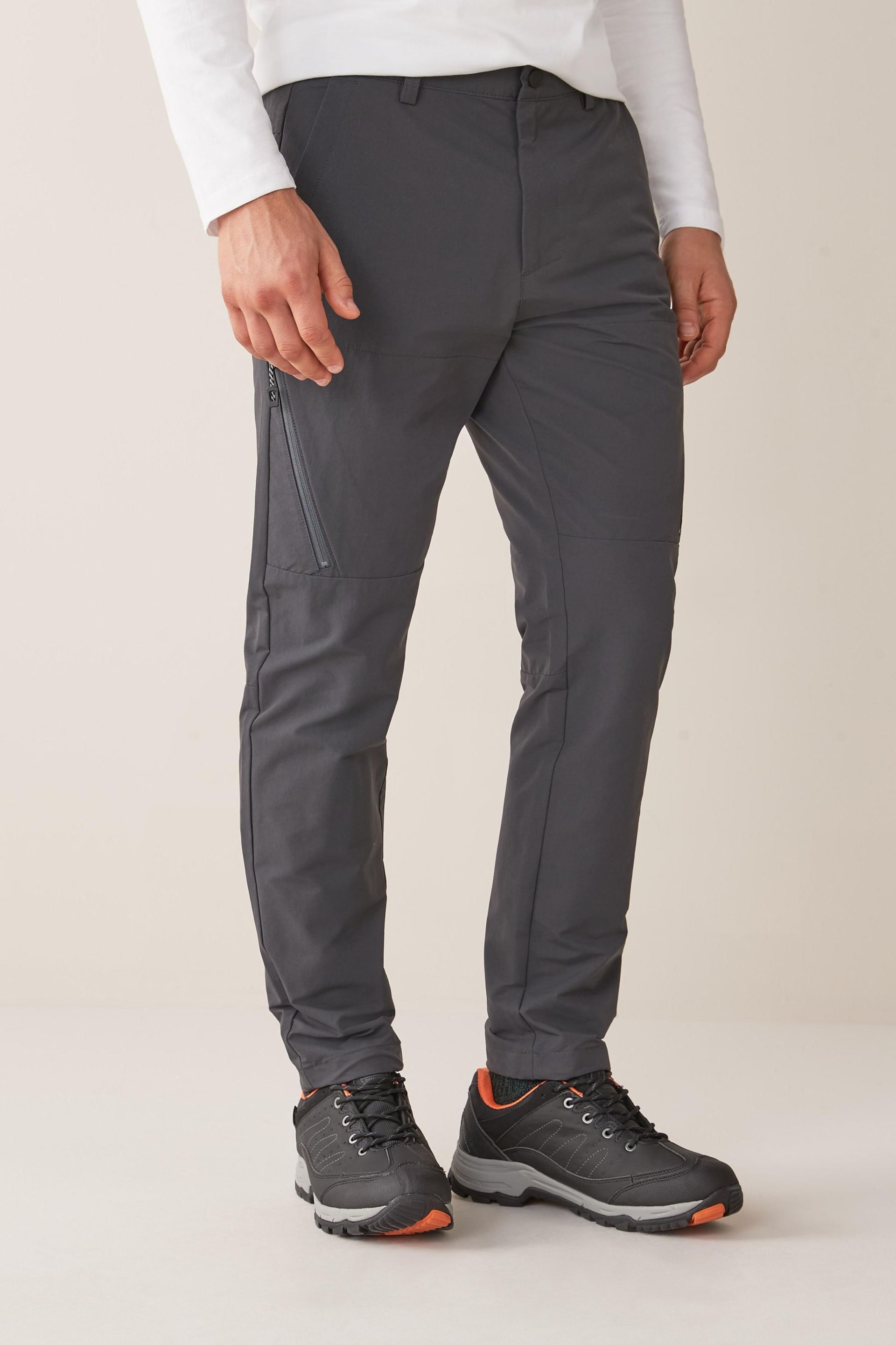 Dark Grey Slim Shower Resistant Walking Trousers - Image 1 of 7
