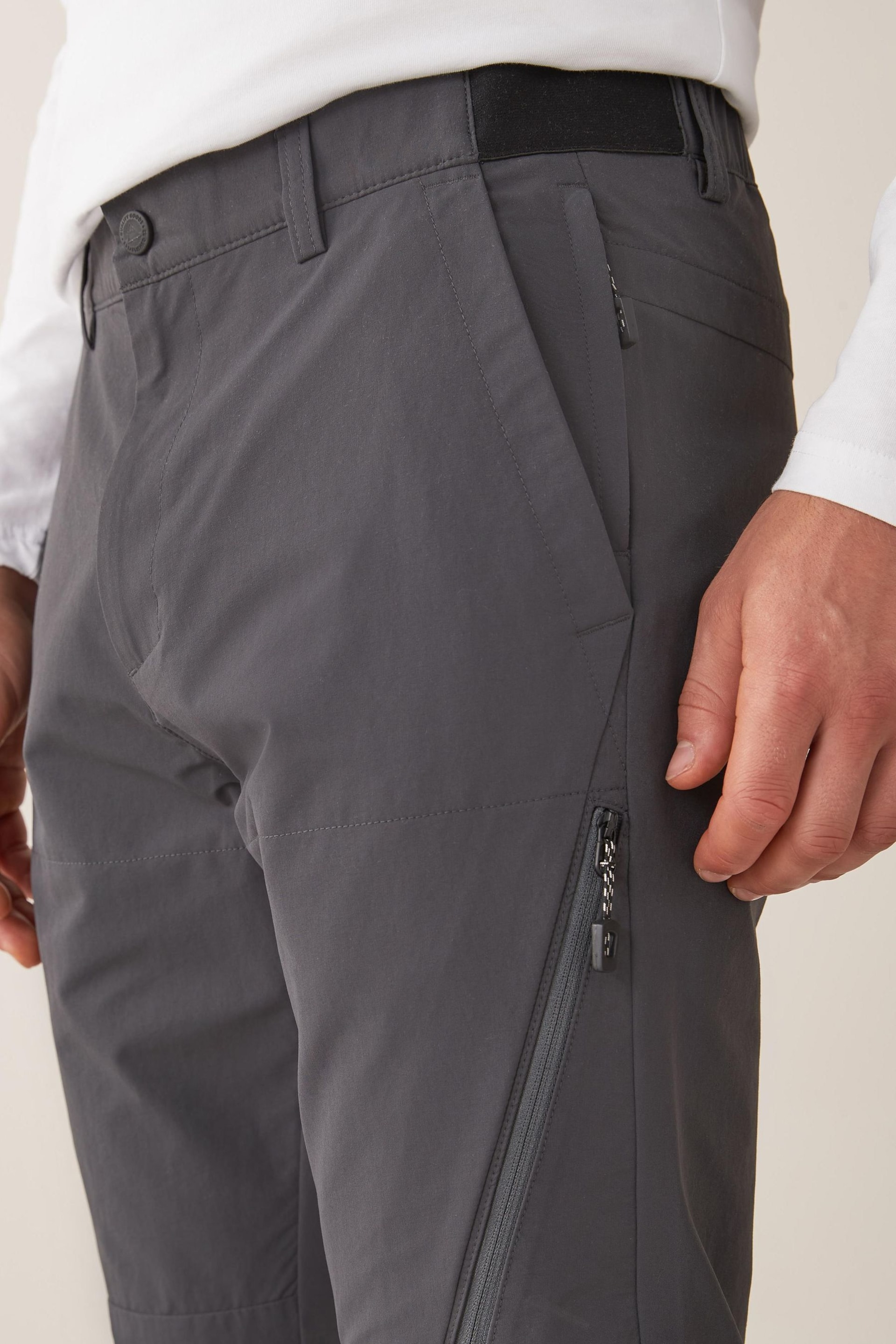 Dark Grey Slim Shower Resistant Walking Trousers - Image 4 of 7