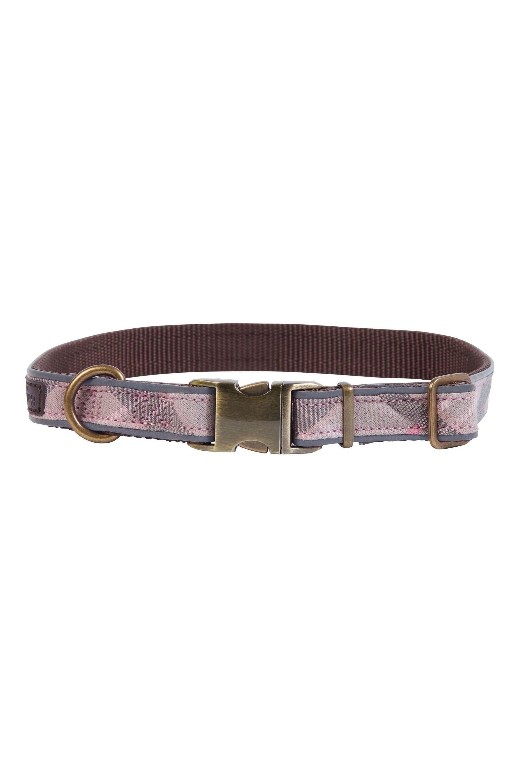 Barbour pink tartan dog collar cheap