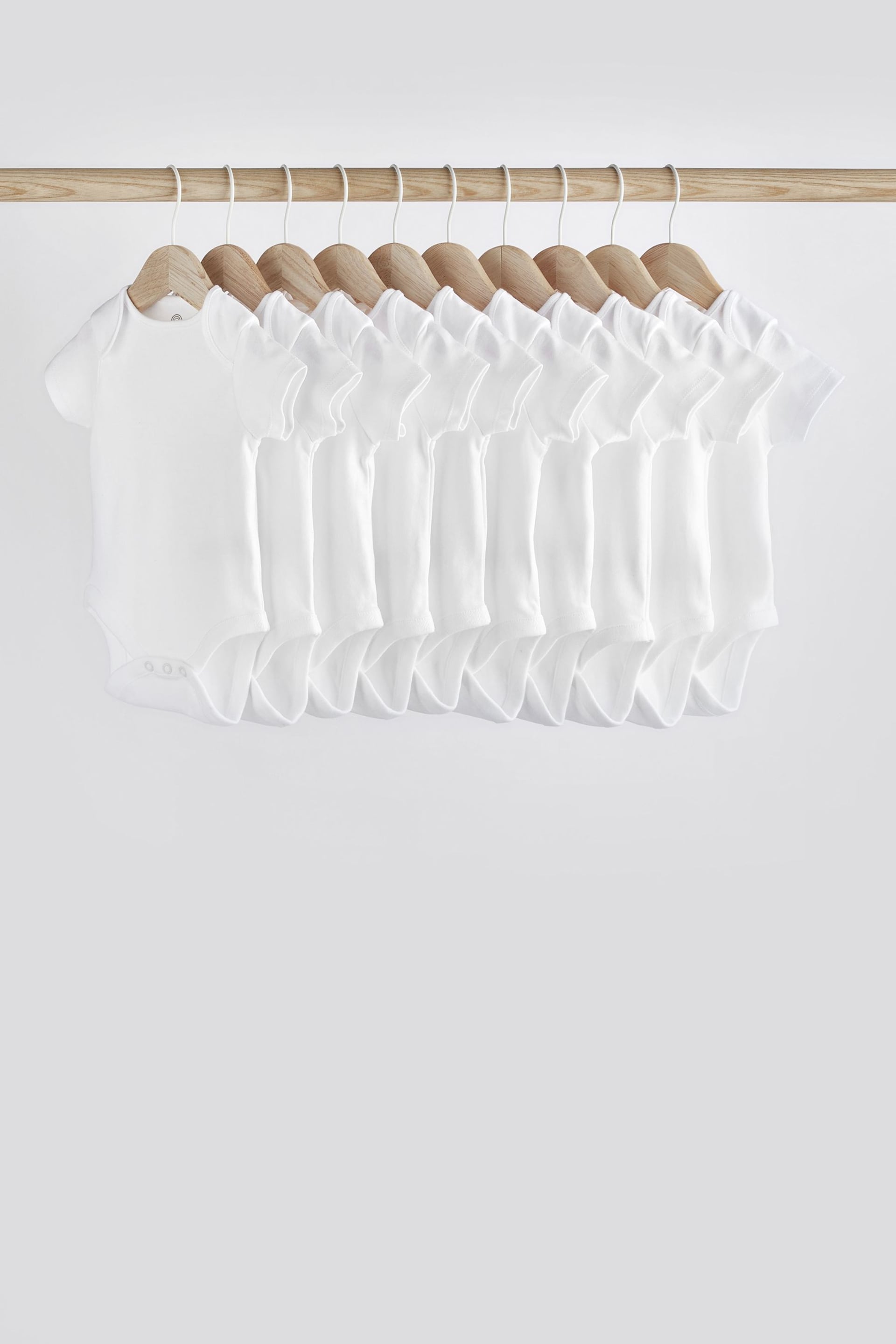 White Essential 10 Pack Baby Short Sleeve Bodysuits - Image 1 of 6