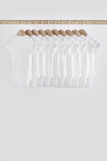 White Essential 10 Pack Baby Short Sleeve Bodysuits