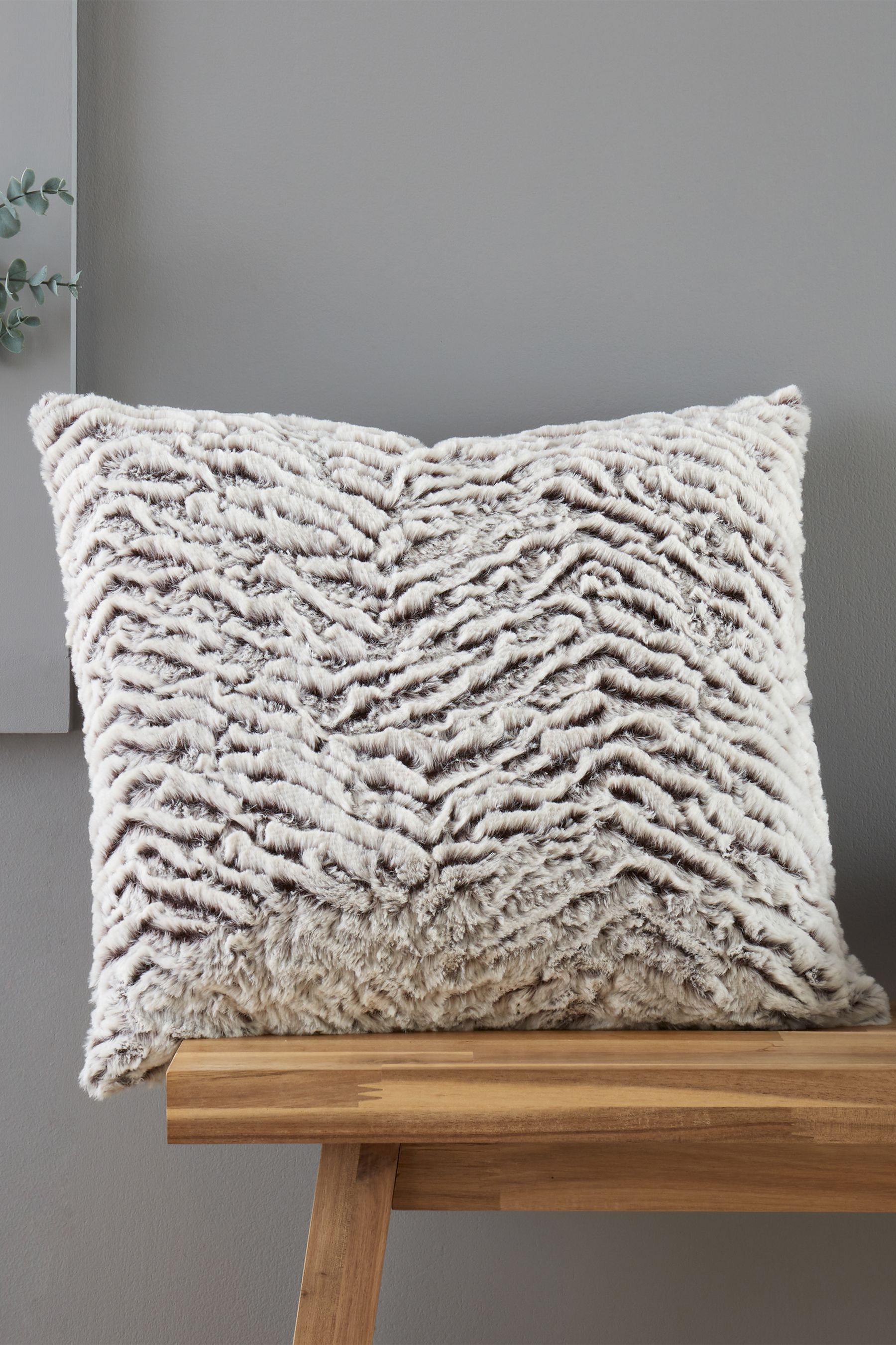 Buy Catherine Lansfield Grey Wolf Faux Fur Cushion from the Next