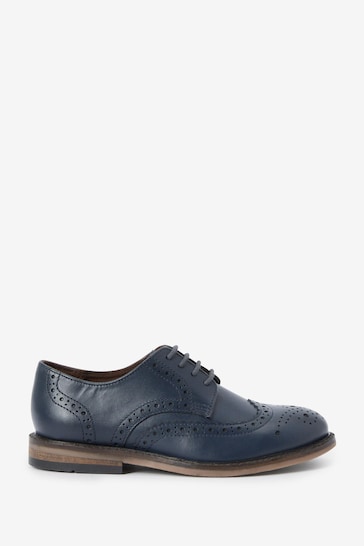 Navy Standard Fit (F) Leather Brogues