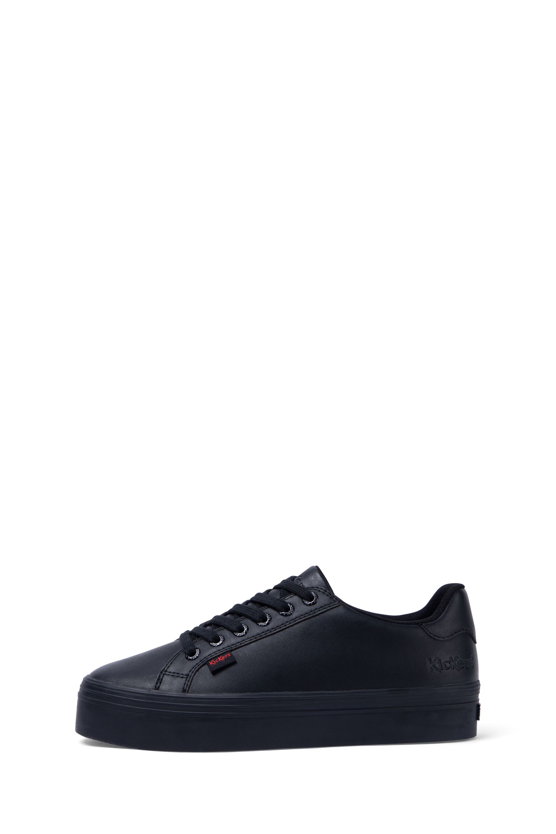 Kickers Black Womens Tovni Stack Leather Shoes 9 Childrens