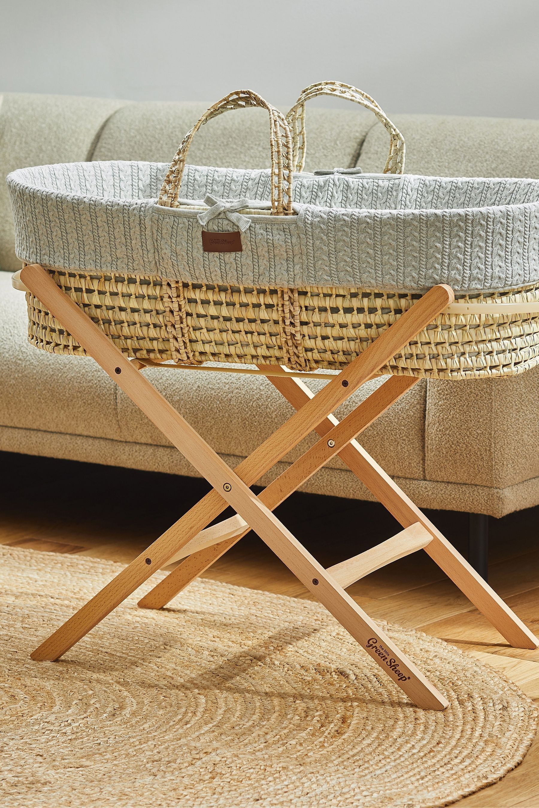 Buy The Little Green Sheep Dove Grey Knitted Moses Basket and