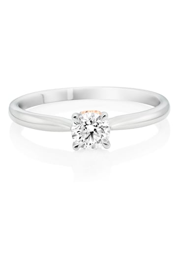 Beaverbooks Hearts 18ct White Gold And Rose Gold Diamond Solitaire Ring