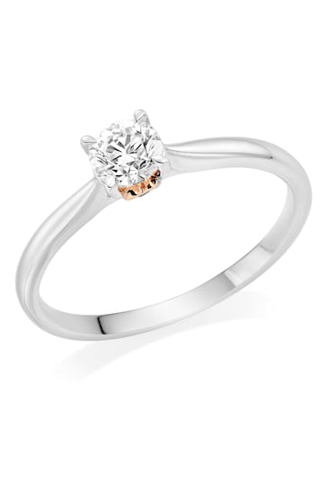 Beaverbooks Hearts 18ct White Gold And Rose Gold Diamond Solitaire Ring