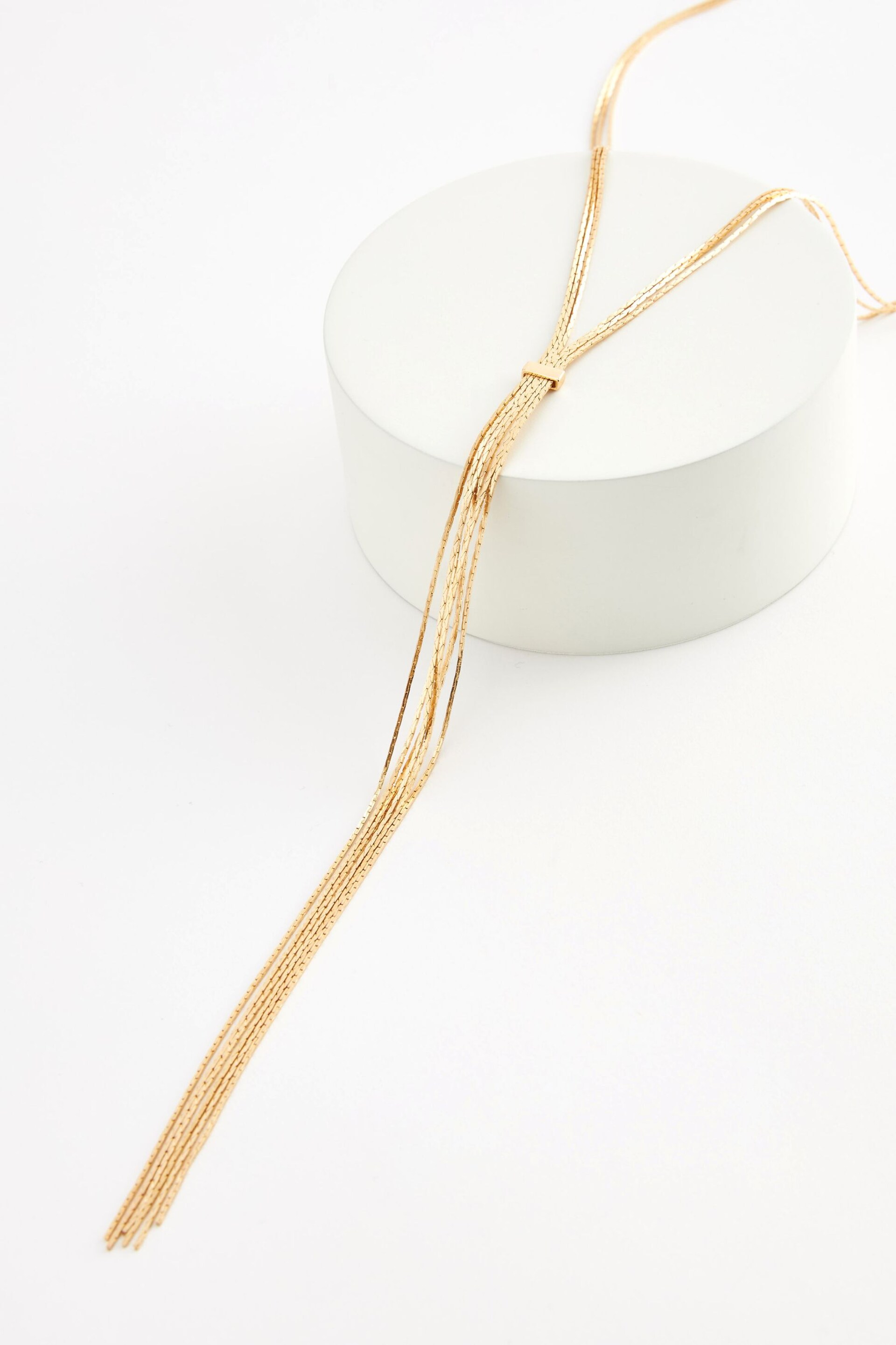 Gold Tone Snake Chain Y Necklace - Image 2 of 3