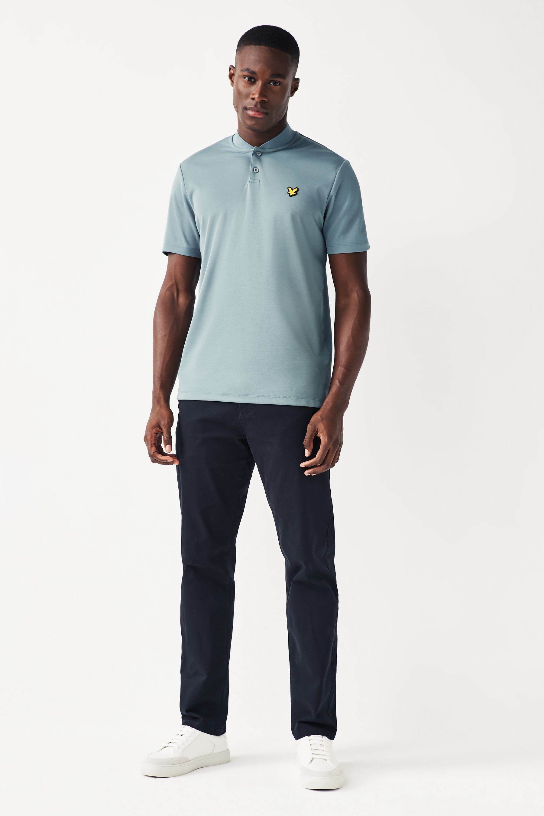 Bomber collar polo shirt clearance