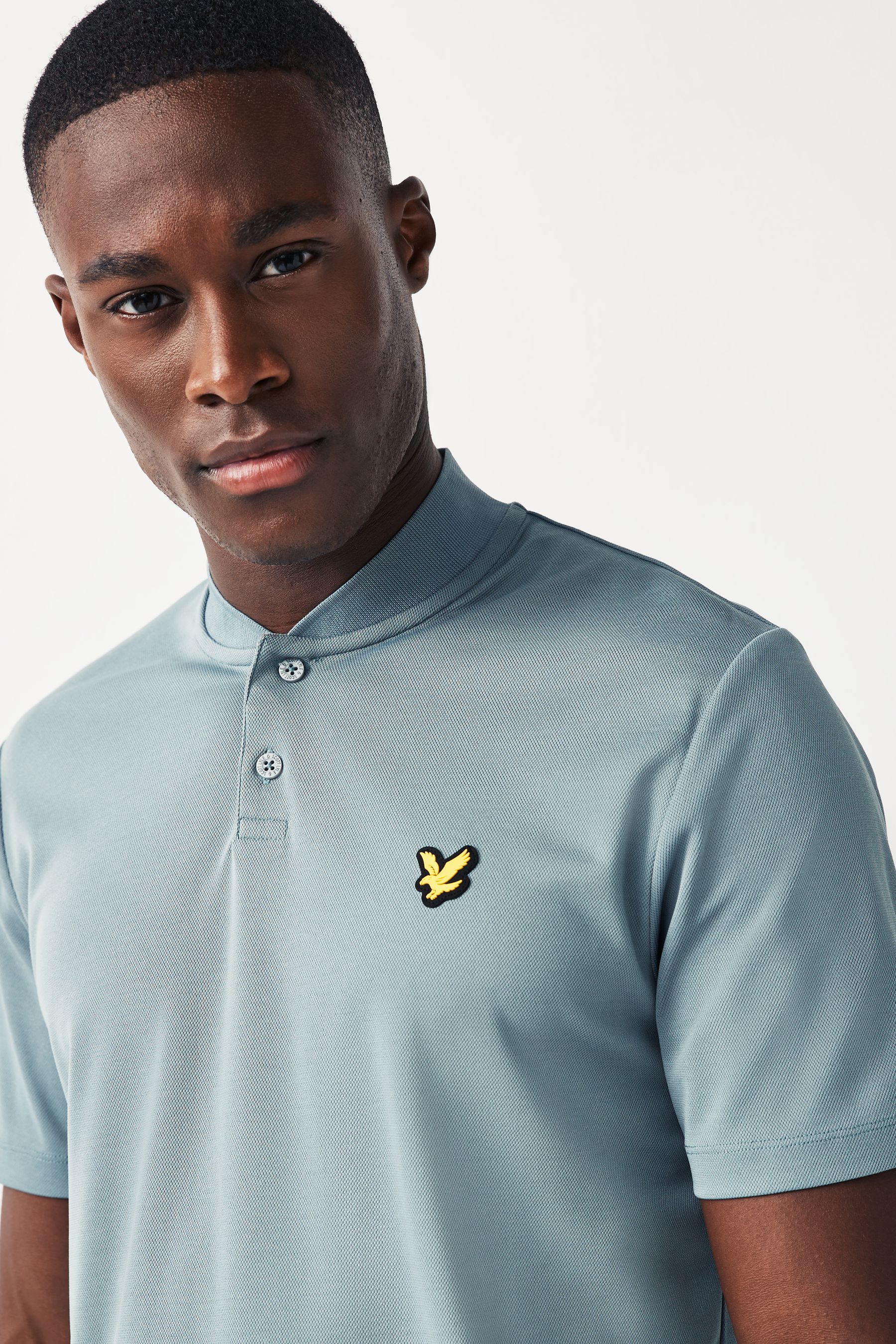 Buy Lyle Scott Blue Bomber Collar Polo Shirt from Next Luxembourg
