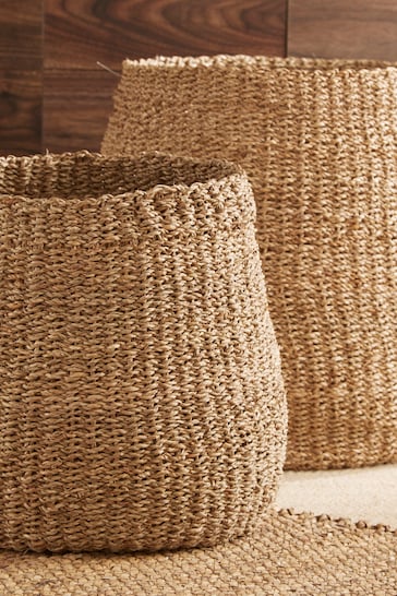 Pacific Set of 2 Natural Natural Woven Seagrass Storage Baskets