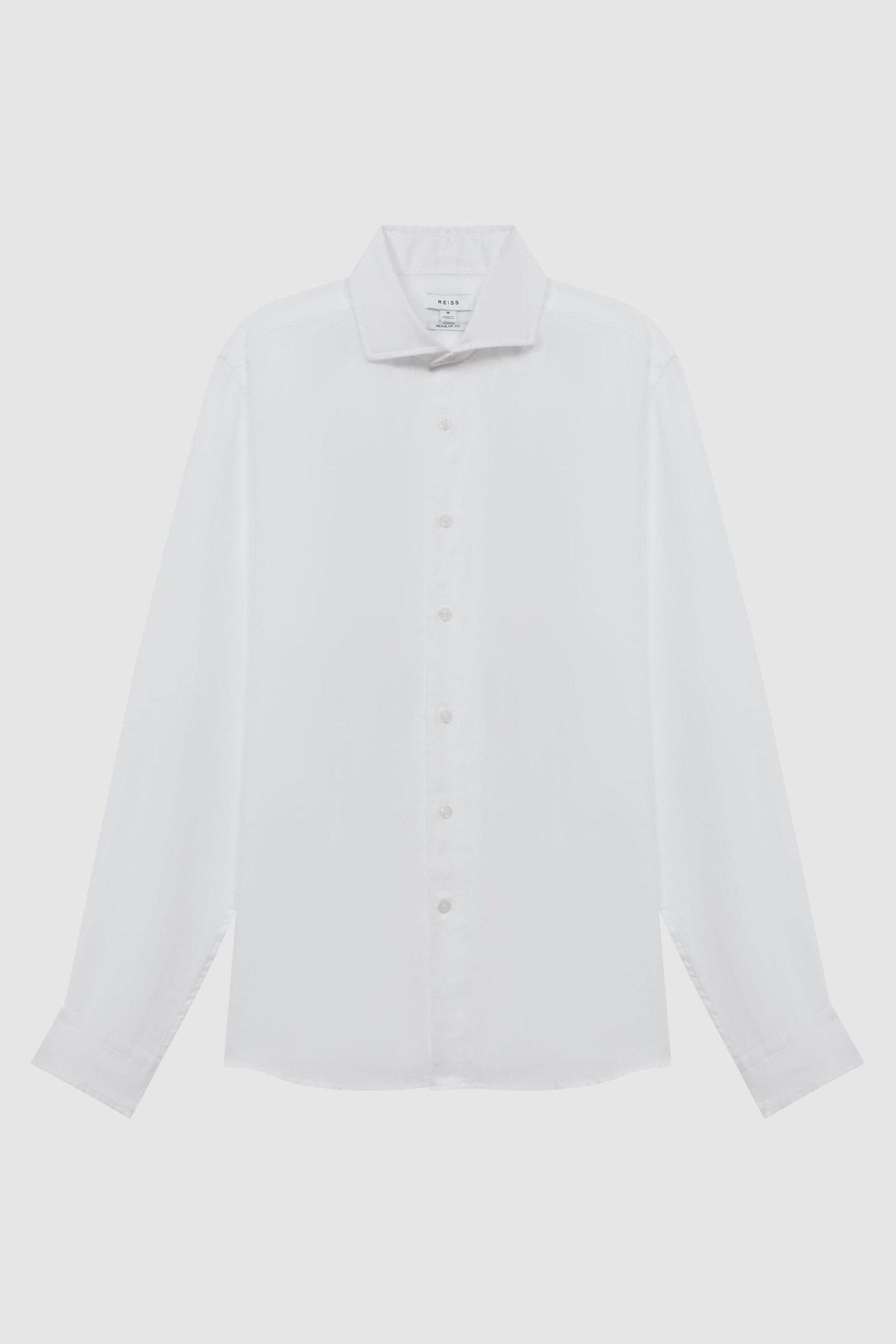 Reiss White Rex Linen Cutaway Collar Shirt - Image 2 of 5